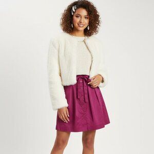 Theory Prisia Magenta Button-Front Tie Waist Skirt | Size 6